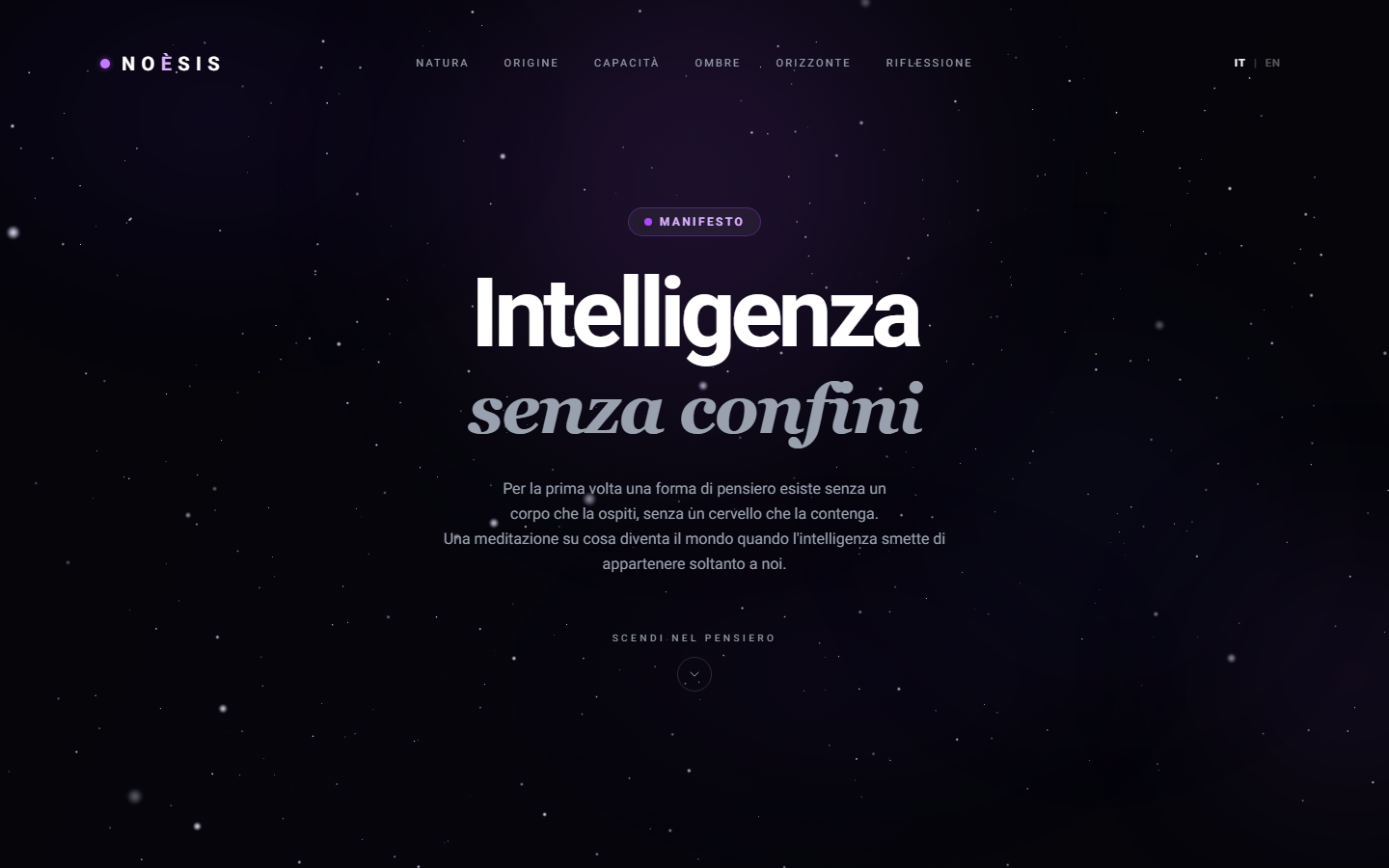 Anteprima del sito NOÈSIS — manifesto sull'AI